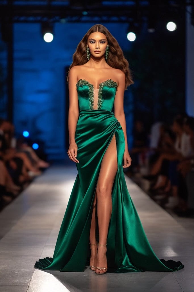 green mermaid prom dress