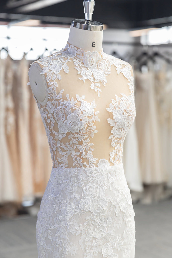 lace high neck wedding dress
