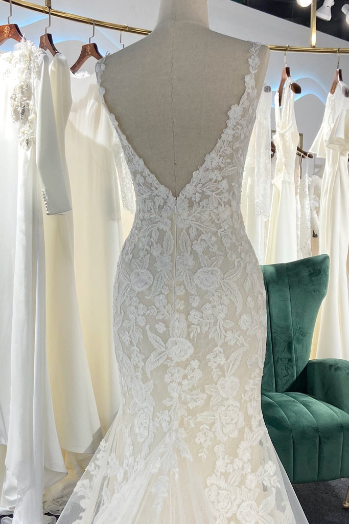 lace low back wedding dress