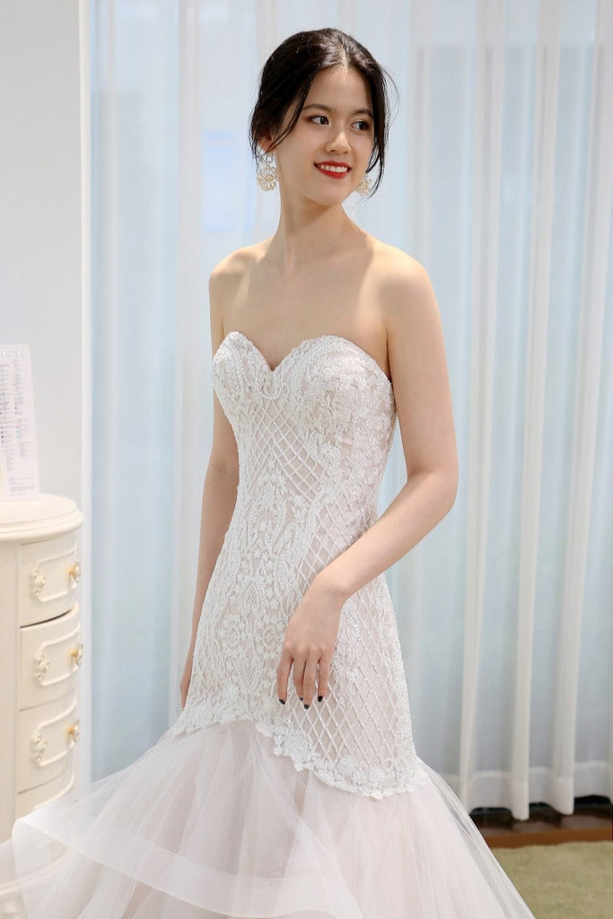 lace strapless wedding dress