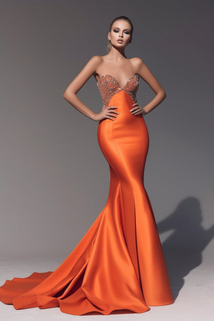 neon orange prom dress