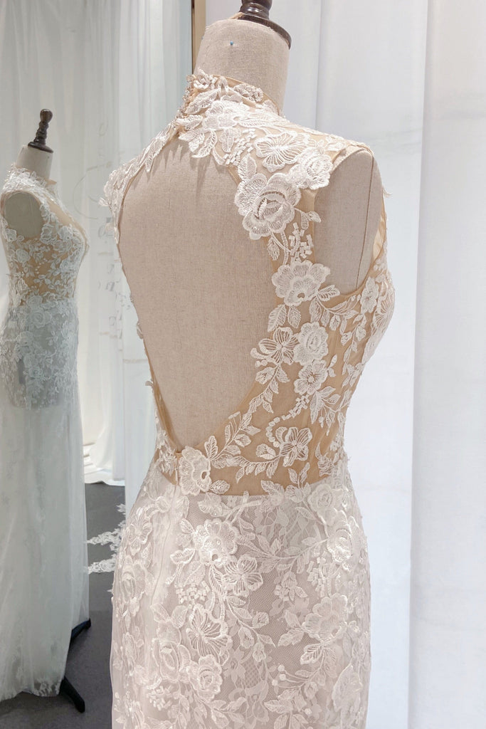 open back lace wedding dress