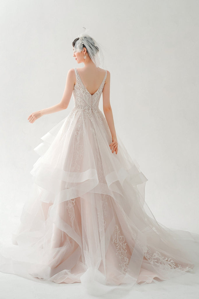 pink ball gown wedding dress