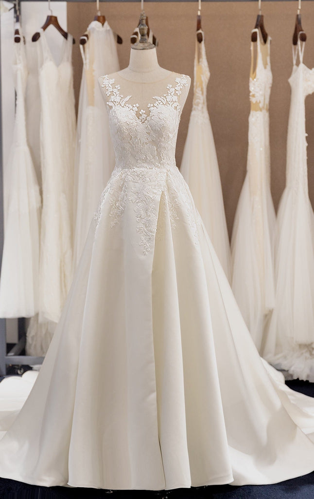 sleeveless a-line wedding dress