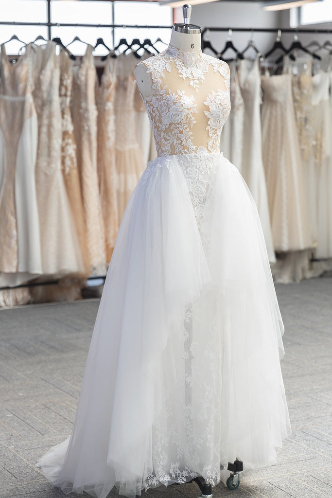 wedding dress with detachable overskirt