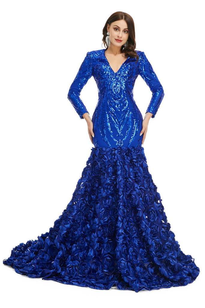 blue prom dress mermaid