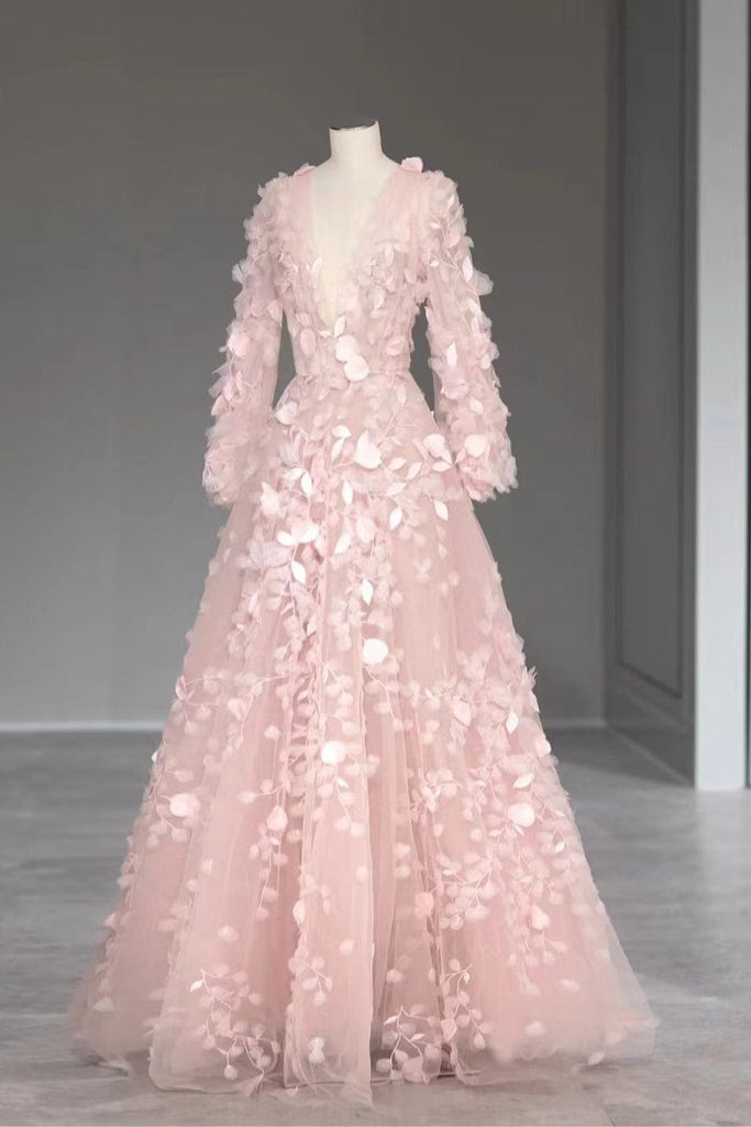 blush pink prom dress