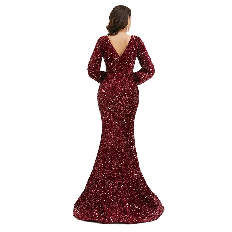 burgundy dress with sleeves