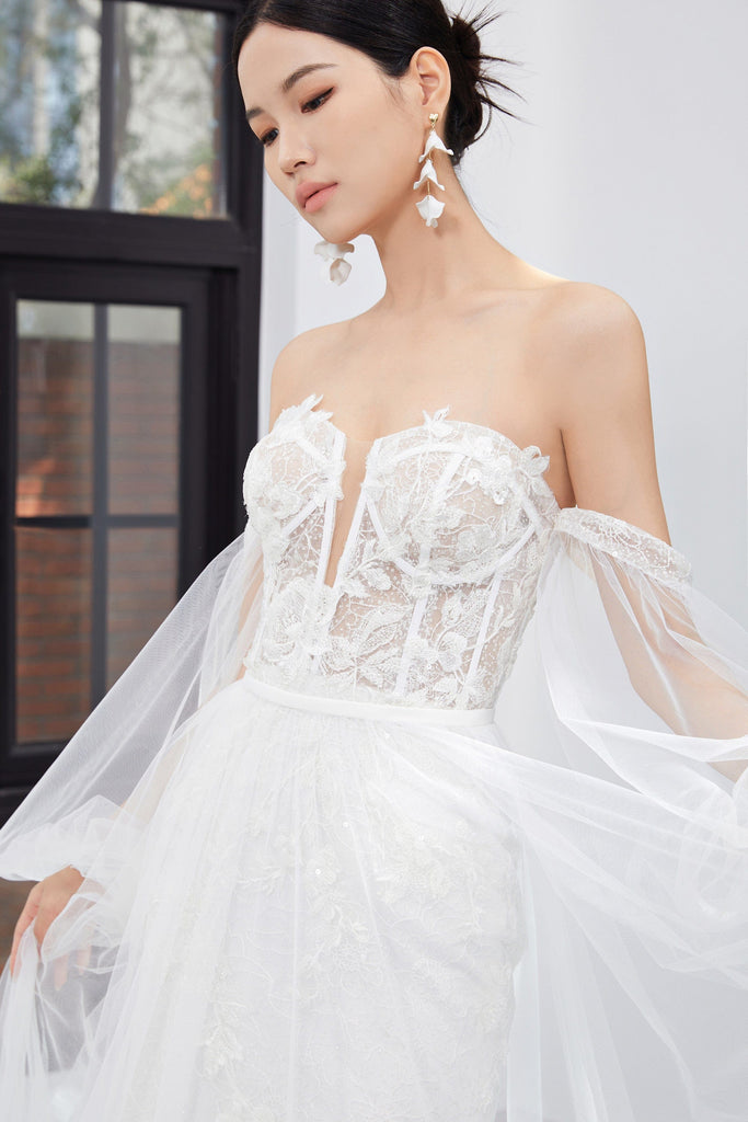 corset wedding dress with sleeves