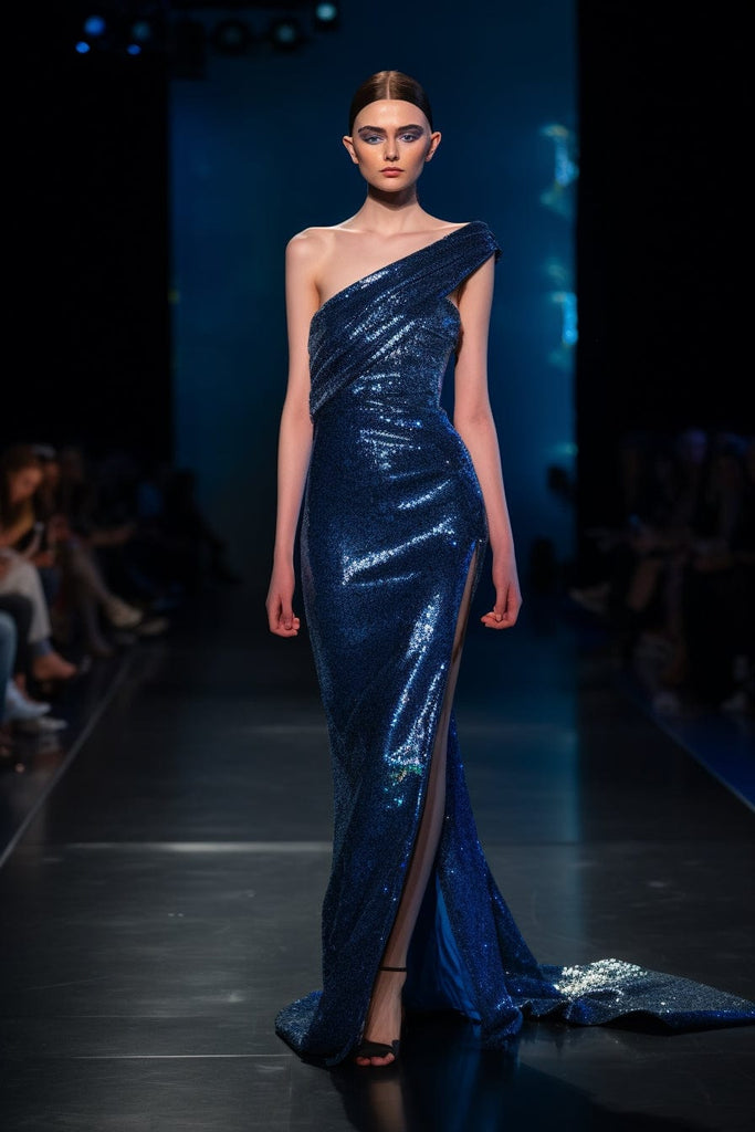 dark blue sequin dress