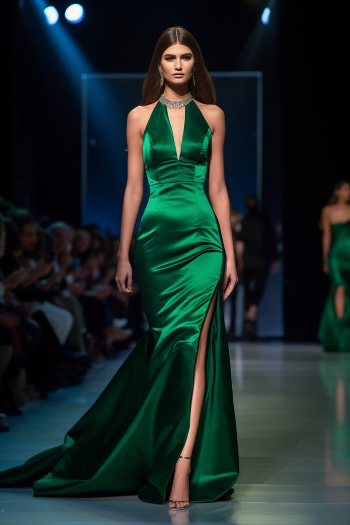 emerald green mermaid prom dress