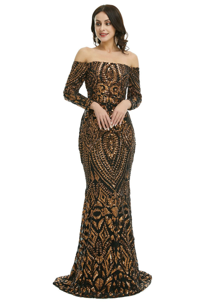 gold and black evening dress