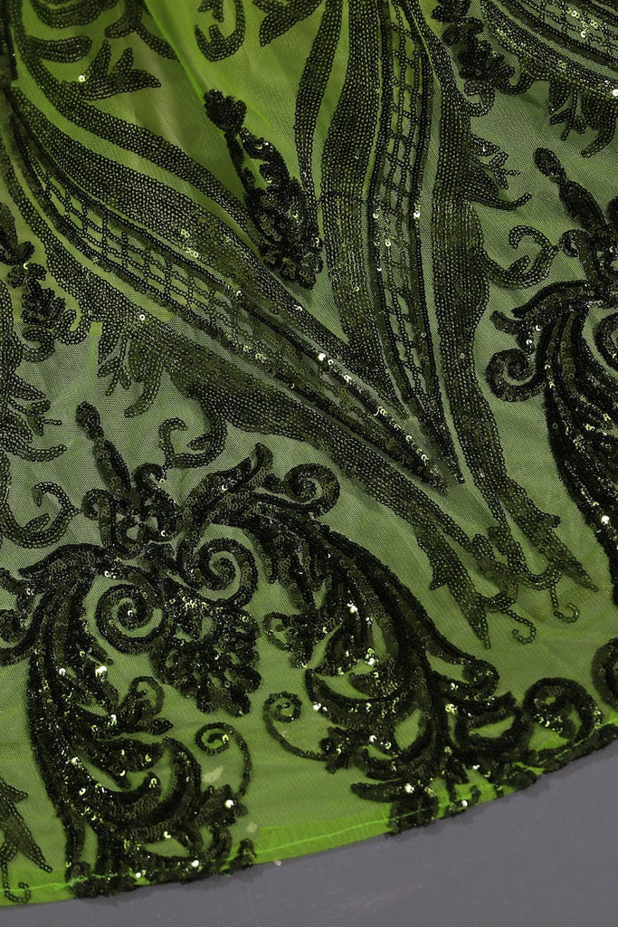 green sequin fabric dress