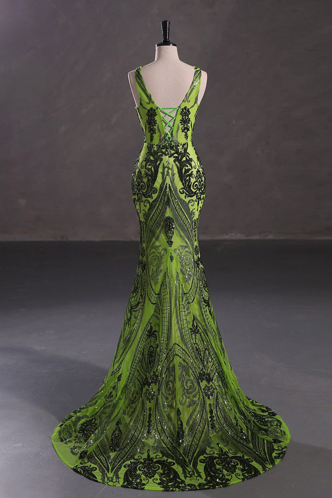 green long prom dress