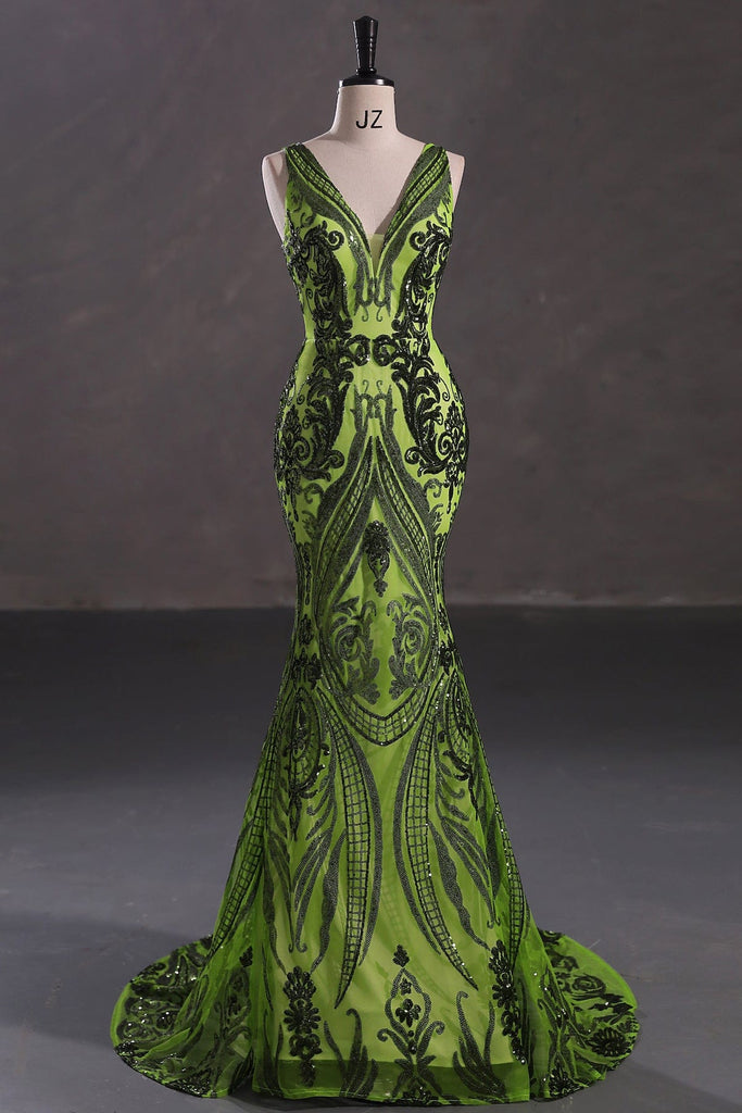 lace sequin sheath prom dress
