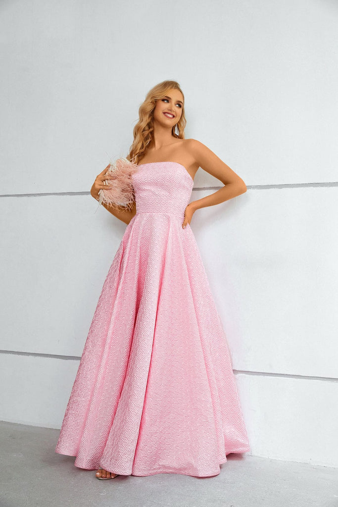 pink a-line evening dress