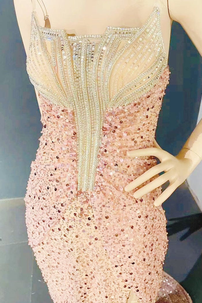 pink prom dress mermaid
