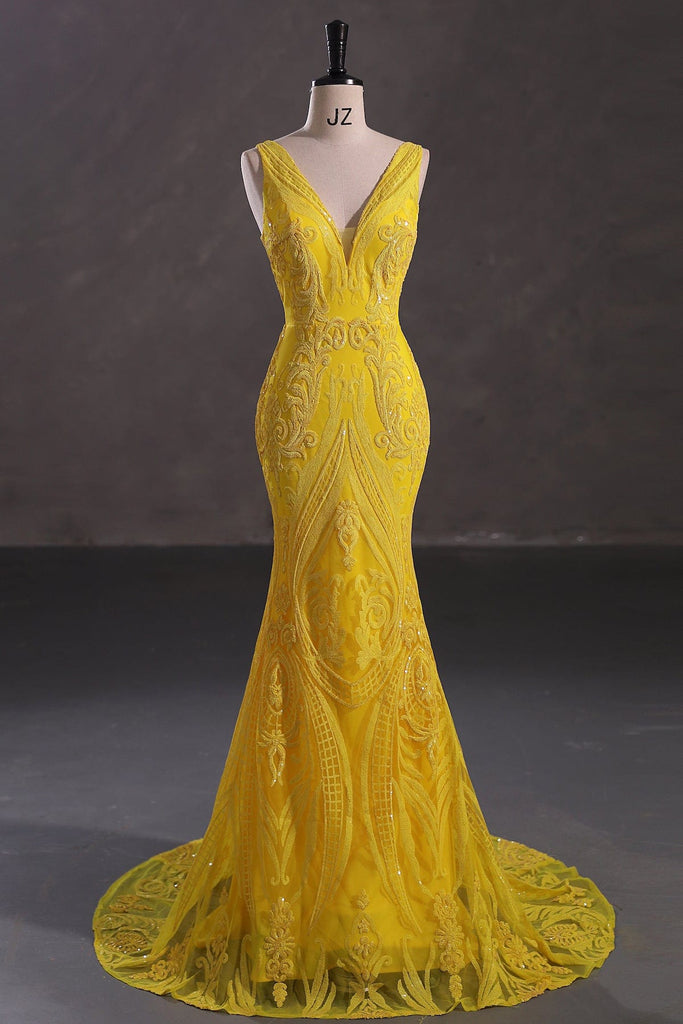 yellow evening and prom dress
